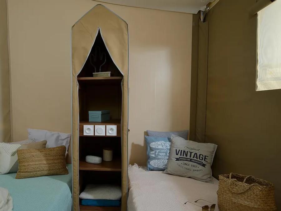 Tente en toile et en bois 5 personnes - Wood Lodge Confort 25 m2 (2 chambres ) + terrasse couverte 1