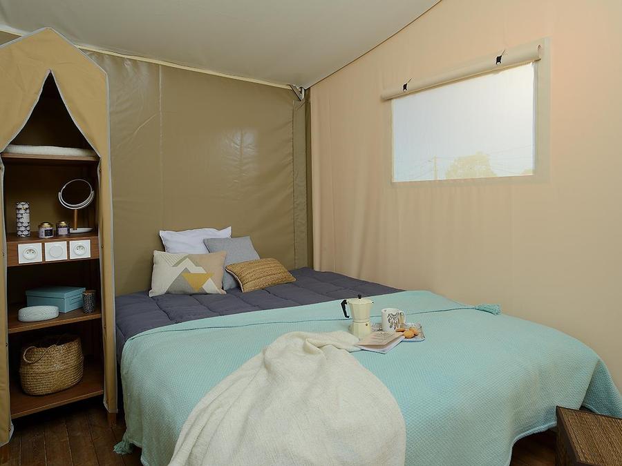 Tente en toile et en bois 5 personnes - Wood Lodge Confort 25 m2 (2 chambres ) + terrasse couverte 3