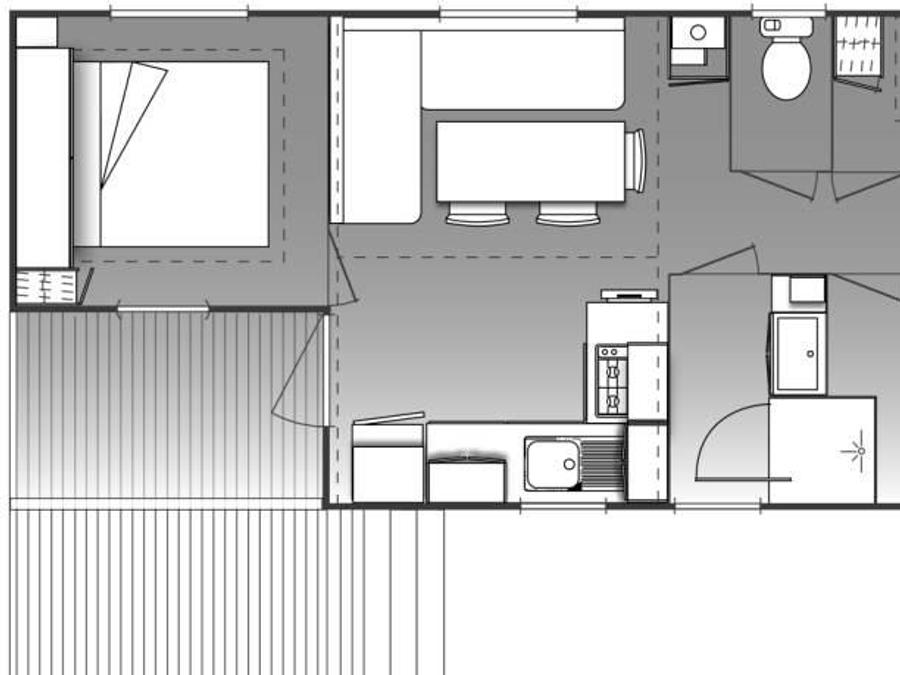Mobilhome 6 personnes - Confort 38 m² (3 chambres) + terrasse couverte 3
