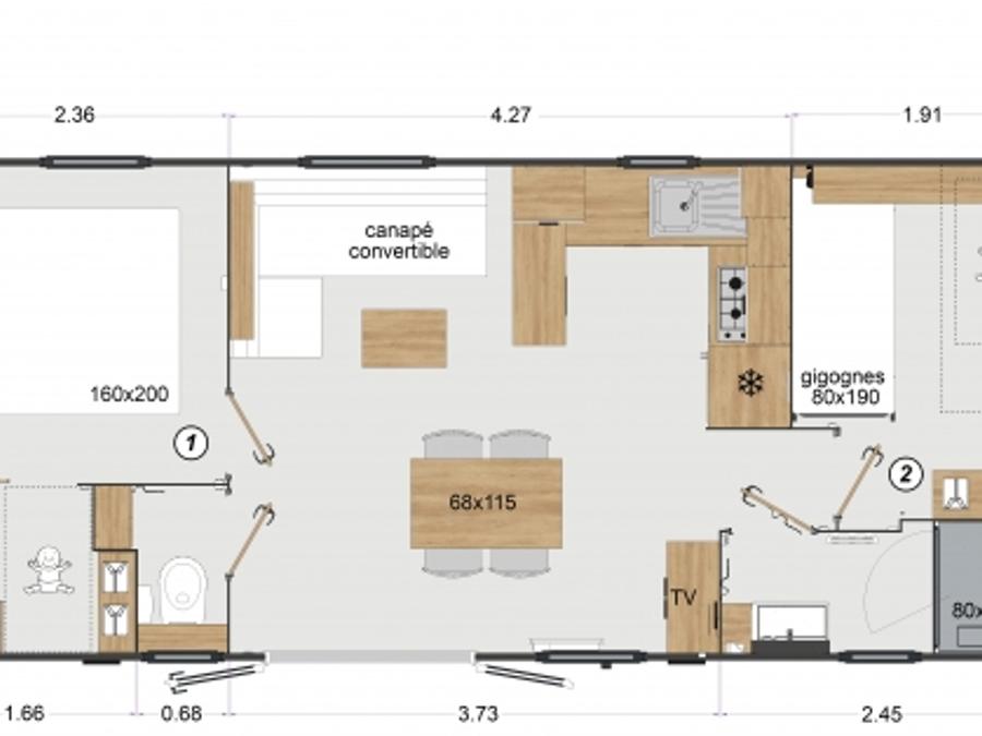 Mobilhome 4 personnes - EVASION 2 chambres 5
