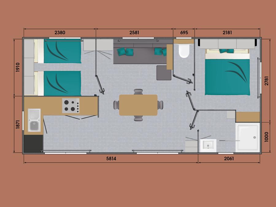 Mobilhome 4 personnes - Grand Large Confort 30m² - 2 chambres 4