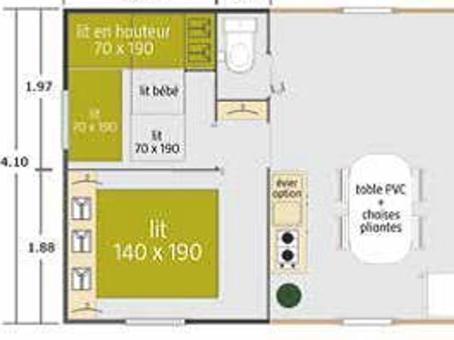 Mobilhome 5 personnes - Tithome 2 chambres 21m² sans sanitaires 5