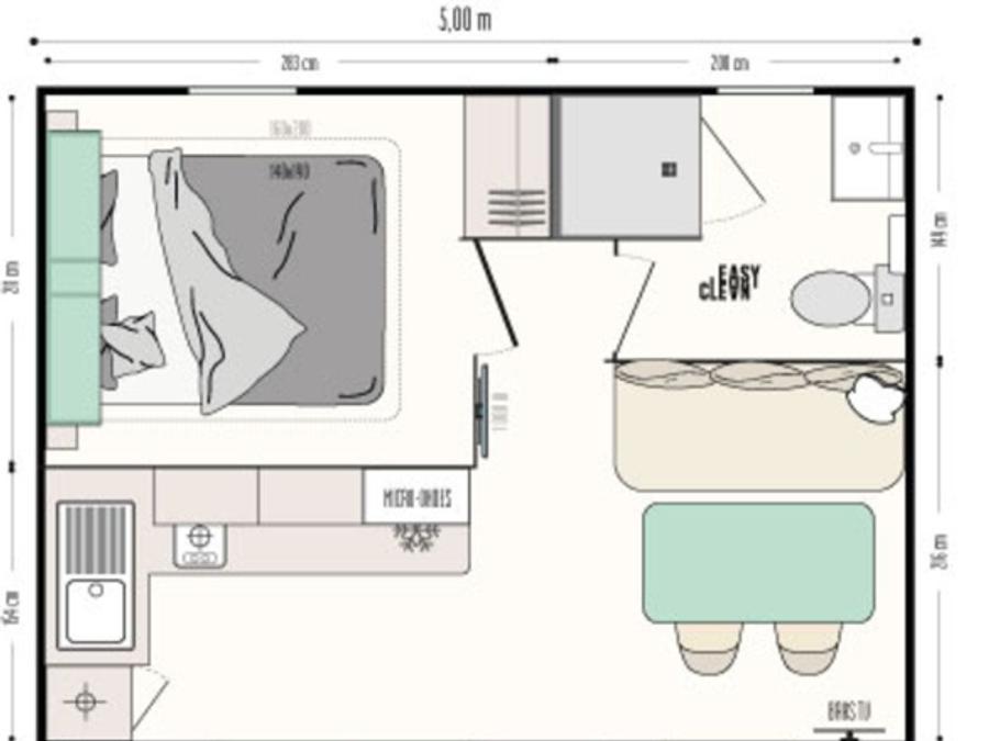 Mobilhome 2 personnes - Mobil home Standard 1 chambre 18m² + Terrasse non couverte + TV 1