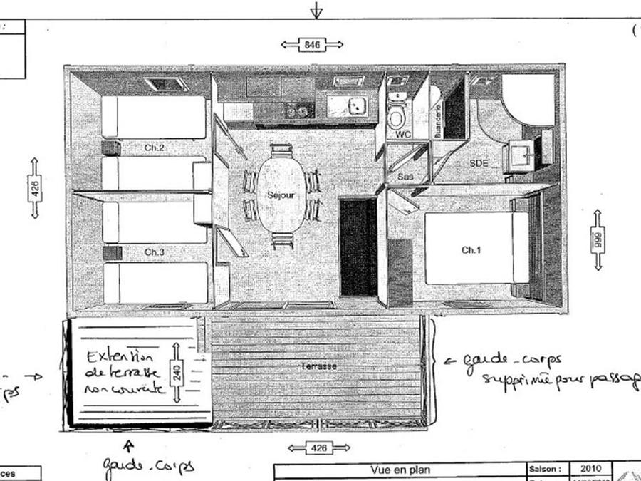 Chalet 6 personnes - Confort 3 chambres 35m² + Terrasse intégrée + TV 6
