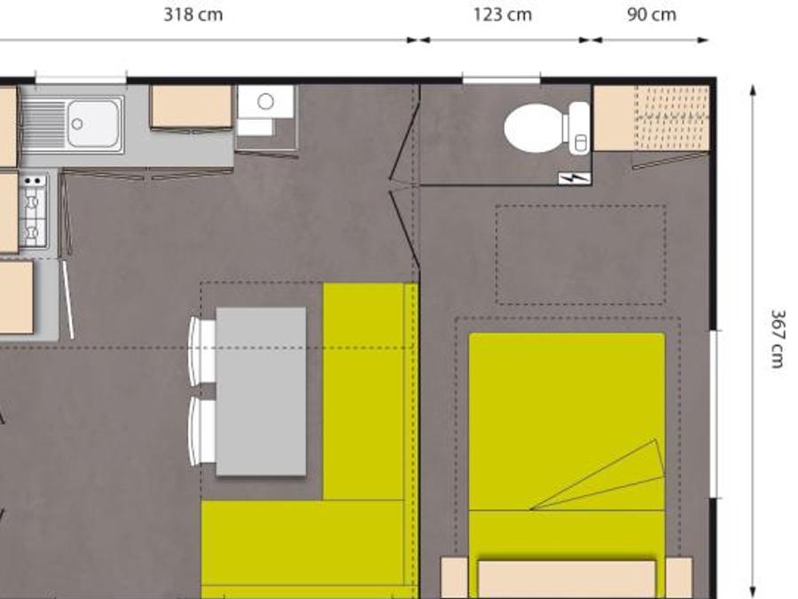 Mobilhome 4 personnes - VIP - 29 m² - 2 chambres - Terrasse double + SPA (2 adultes maximum ou famille) 12