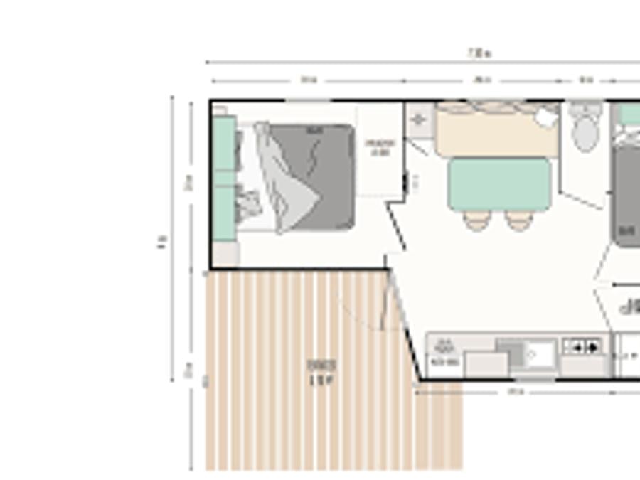 Mobilhome 4 personnes - Loggia 2026 - 27 m² - 2 chambres (2 adultes maximum ou famille) 5