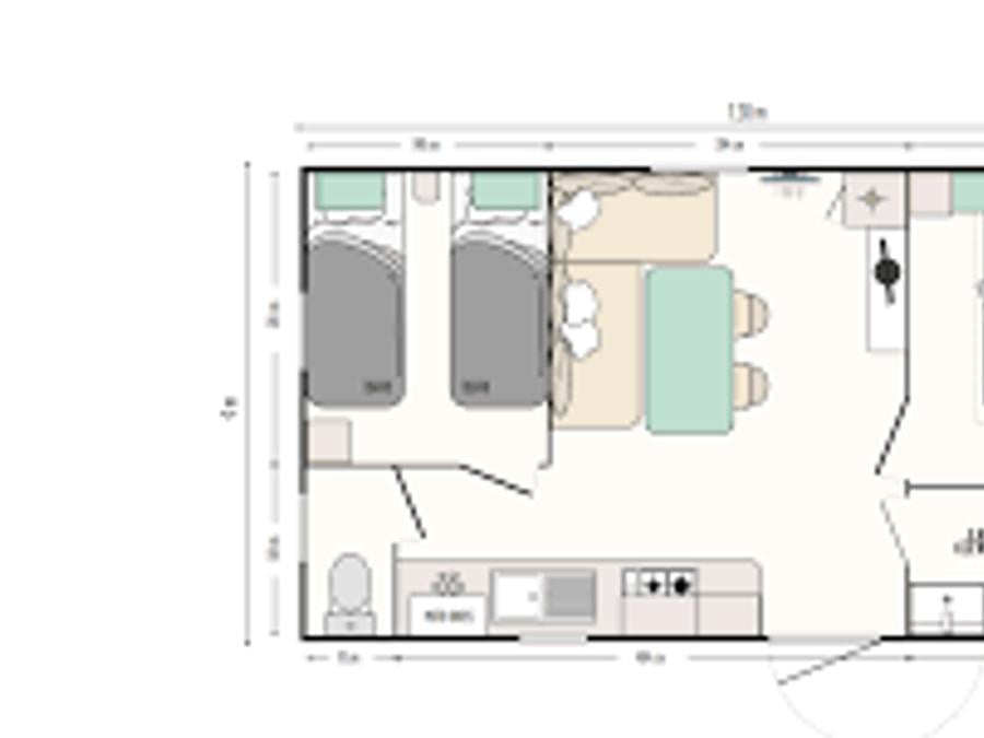 Mobilhome 4 personnes - IRM 2026 -Terrasse couverte - 29 m² - 2 chambres (2 adultes maximum ou famille) 4