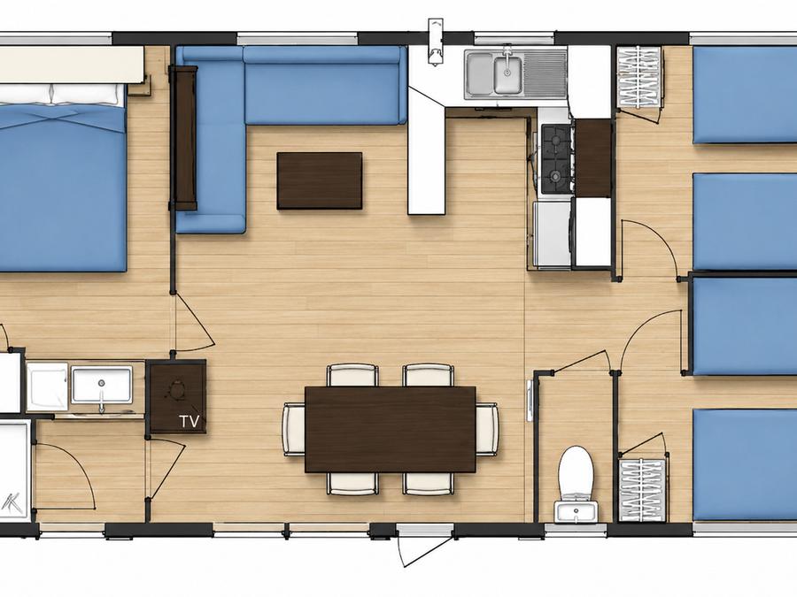 Mobilhome 6 personnes - Familial - 3 chambres - Pergola 5
