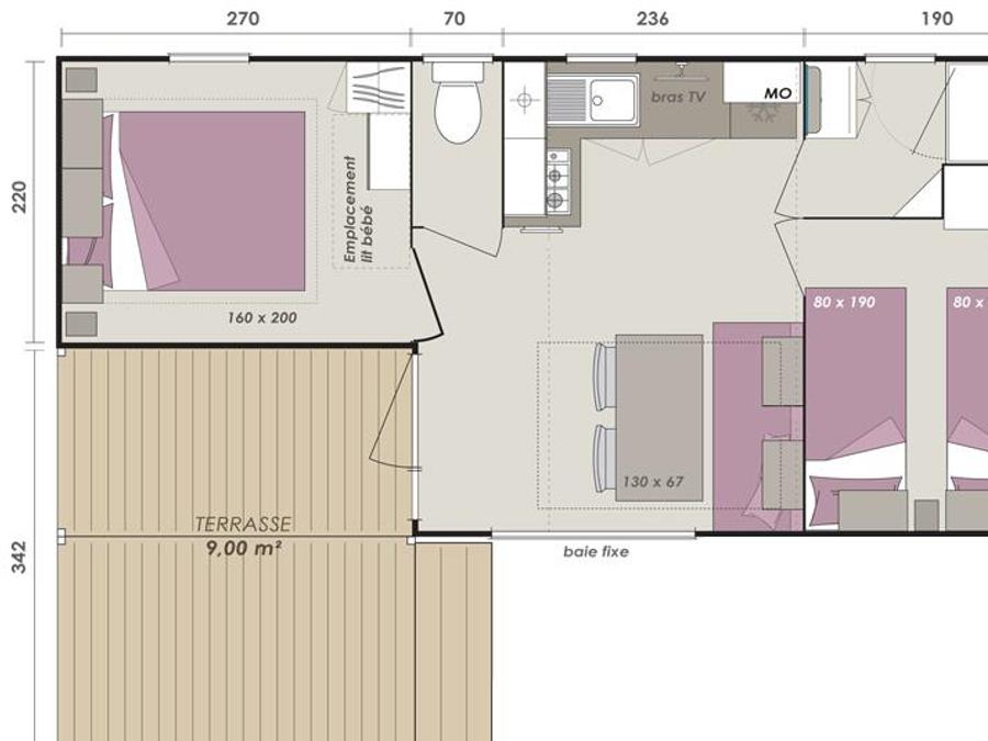Mobilhome 4 personnes - MH2 LOGGIA 24 m² 5