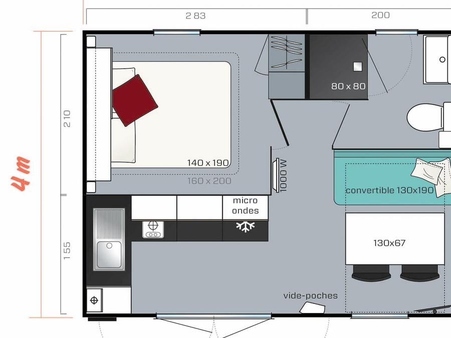 Mobilhome 2 personnes - MH1 CAHITA 18 m² 4