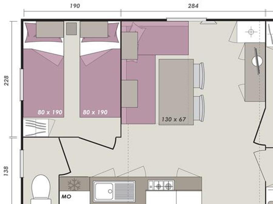 Mobilhome 4 personnes - MH2 SUPER MERCURE REGULAR - dimanche 26 m² 5