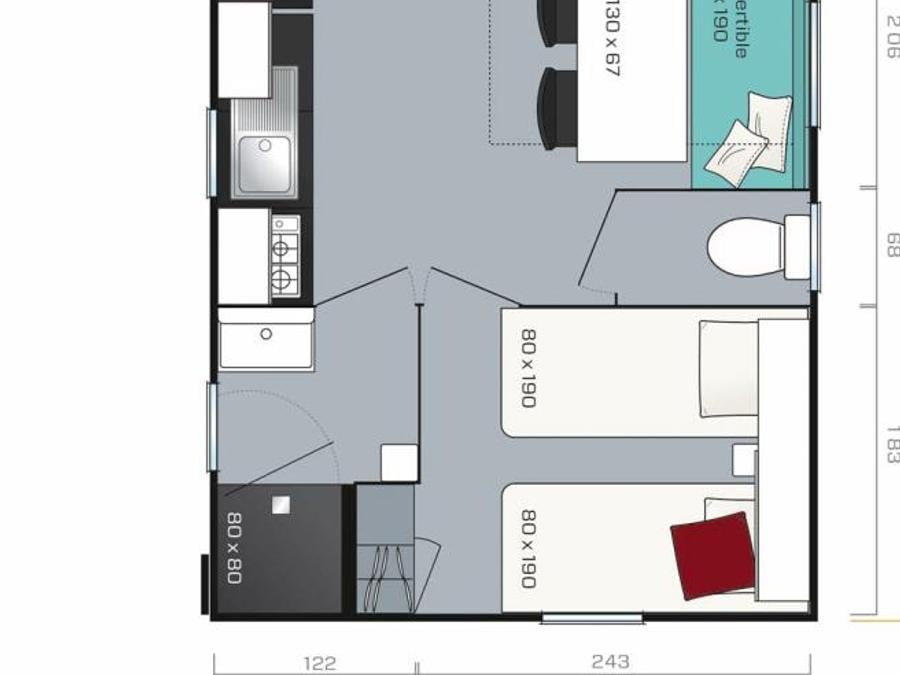 Mobilhome 4 personnes - MH2 O'HARA 734 PLUS 22 m² 5