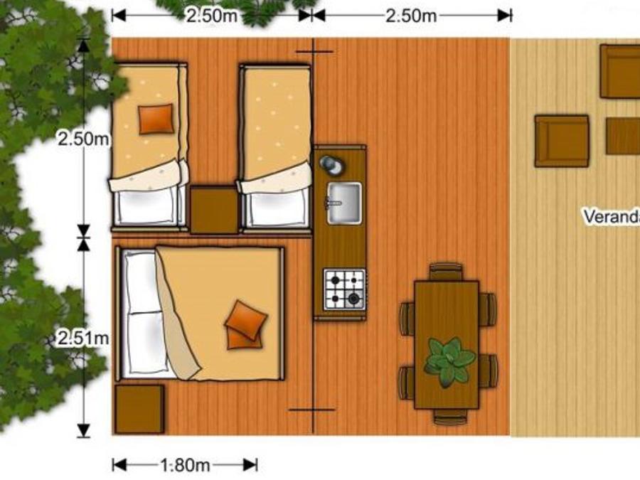 Tente en toile et en bois 5 personnes - SAFARI WOODY (sans sanitaires) 6