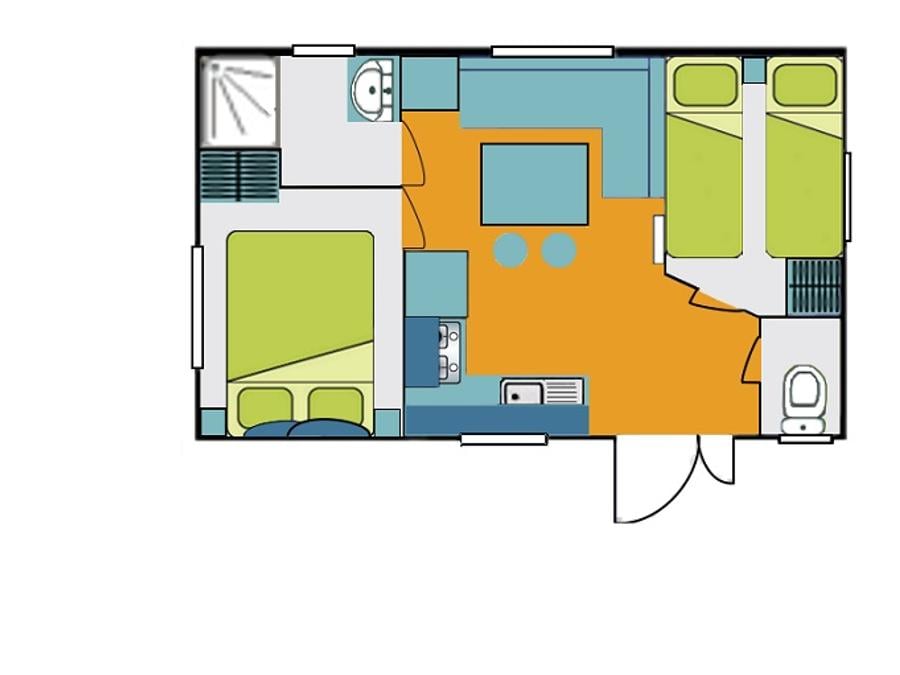 Mobilhome 4 personnes - Essentiel 2 chambres 6