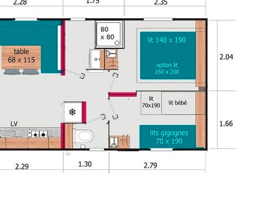 Mobilhome 4 personnes - Equilibre 2chambres 4 personnes 6
