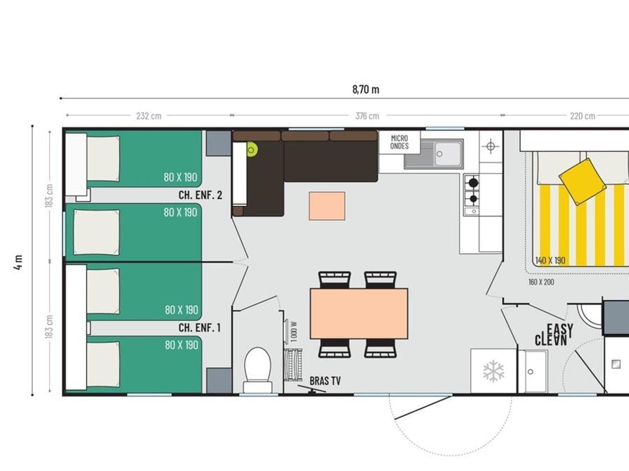 Mobilhome 6 personnes - COSY GRAND CONFORT - 3 chambres - CLIM - TV 11
