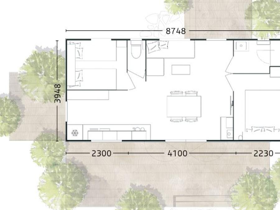 Mobilhome 4 personnes - 4 places 2 chambres confort 8