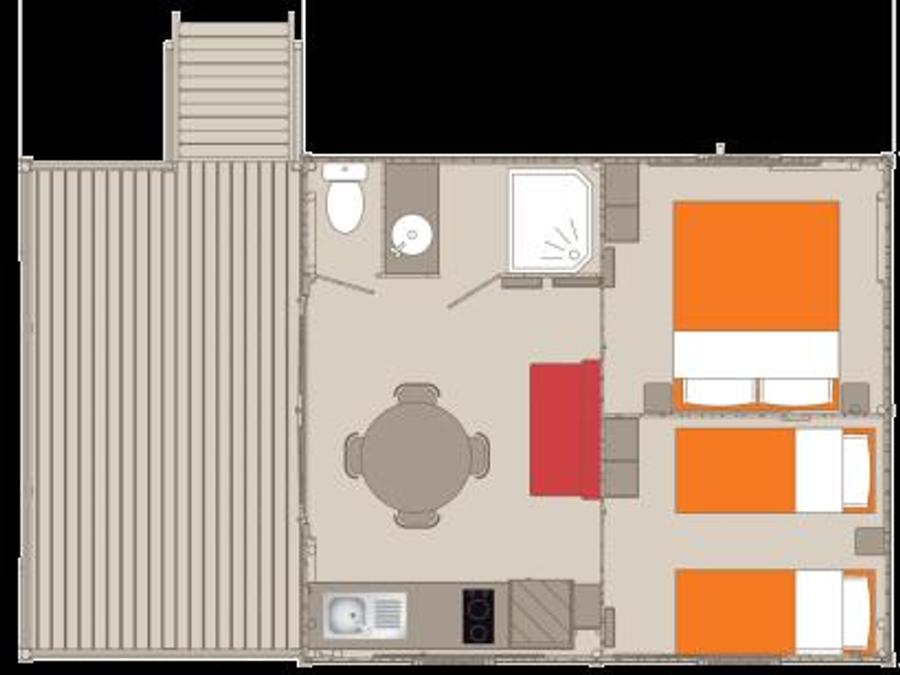 Tente 5 personnes - Lodge sur pilotis Africa Confort 24m² (2 chambres) + terrasse couverte 12m² 9