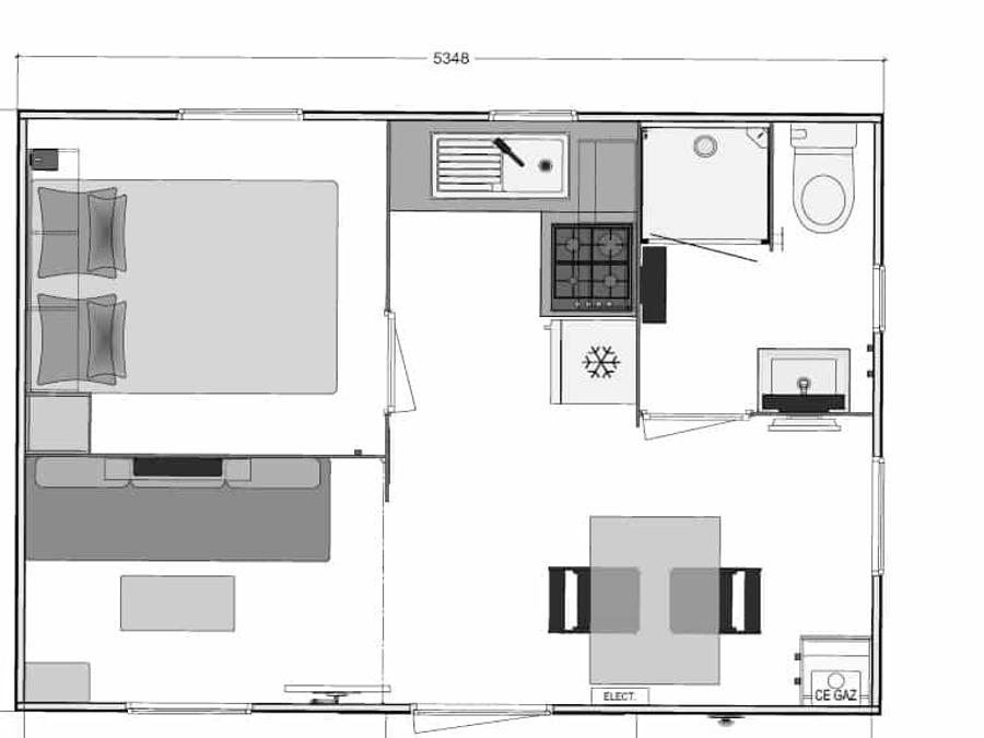 Mobilhome 2 personnes - Pénestin CONFORT 16m² (1chambre - 2 personnes) + Terrasse couverte + TV 6