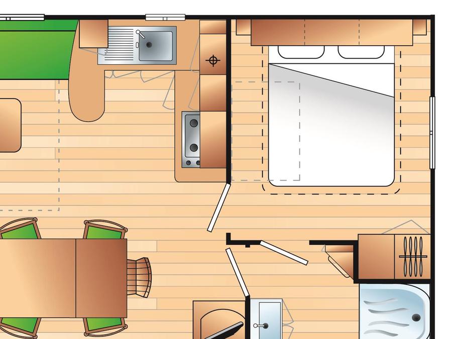 Mobilhome 8 personnes - CLASSIC35-3 >10ans - maxi 6 adultes - TV, 3 chambres, environ 35m² 8