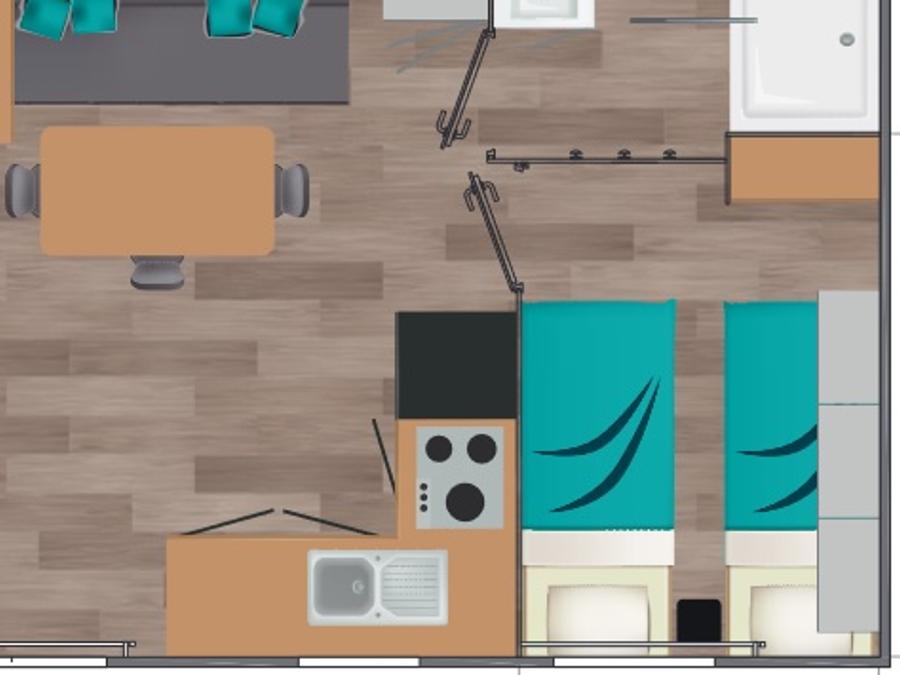 Mobilhome 6 personnes - CONFORT 27-2 (Mobil-home) - TV, 2 chambres, environ 30m² NOUVEAU 2023 - MAX 4 ADULTES / 8