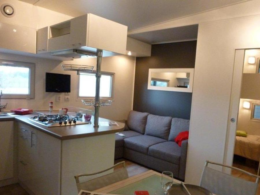 Mobilhome 5 personnes - CONFORT 35-2-2 (Mobil-home Taos) - TV, 2 ch + 2 sdb (lits superposés), env 35m² - MAX 4 ADULTES / 2