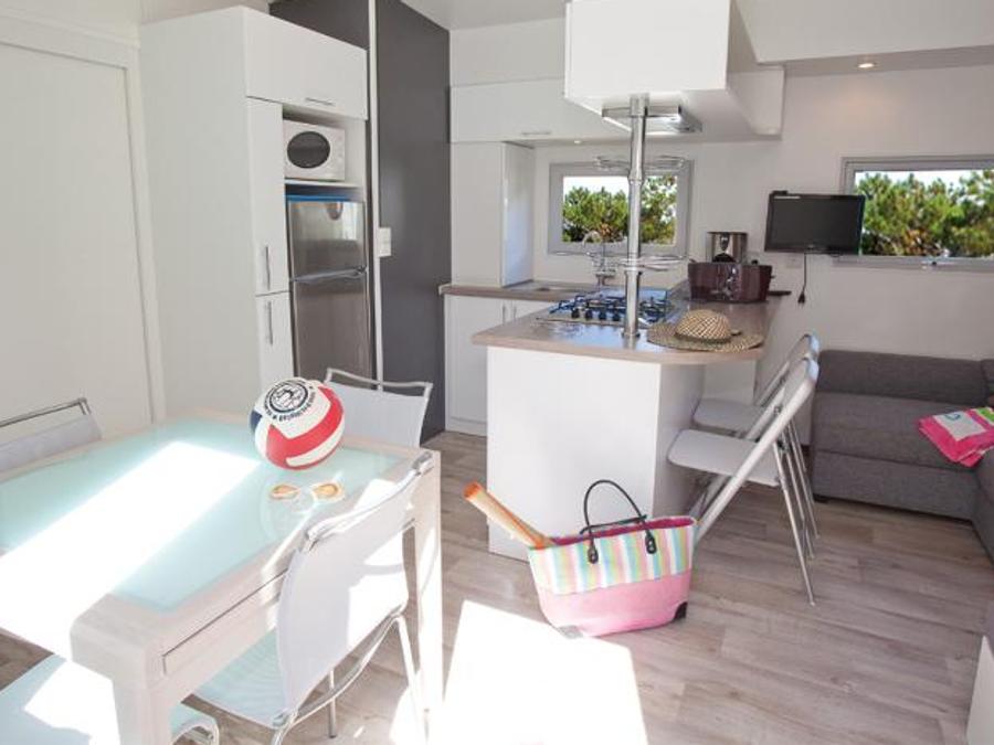 Mobilhome 5 personnes - CONFORT 35-2-2 (Mobil-home Taos) - TV, 2 ch + 2 sdb (lits superposés), env 35m² - MAX 4 ADULTES / 1