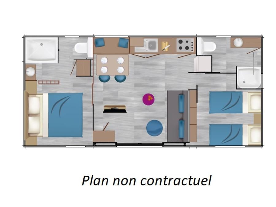 Mobilhome 4 personnes - Taos 35m² (2 chambres 2 SDB) + terrasse au bord de l'étang 6
