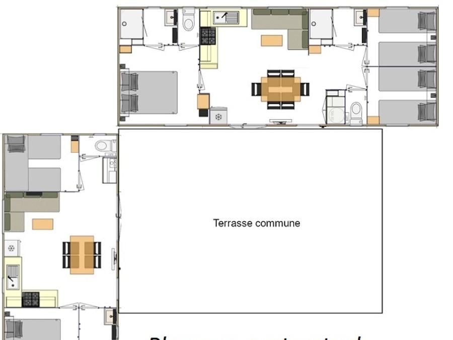 Mobilhome 11 personnes - Tribu 71m² (5 chambres 3 SDB) + terrasse 9