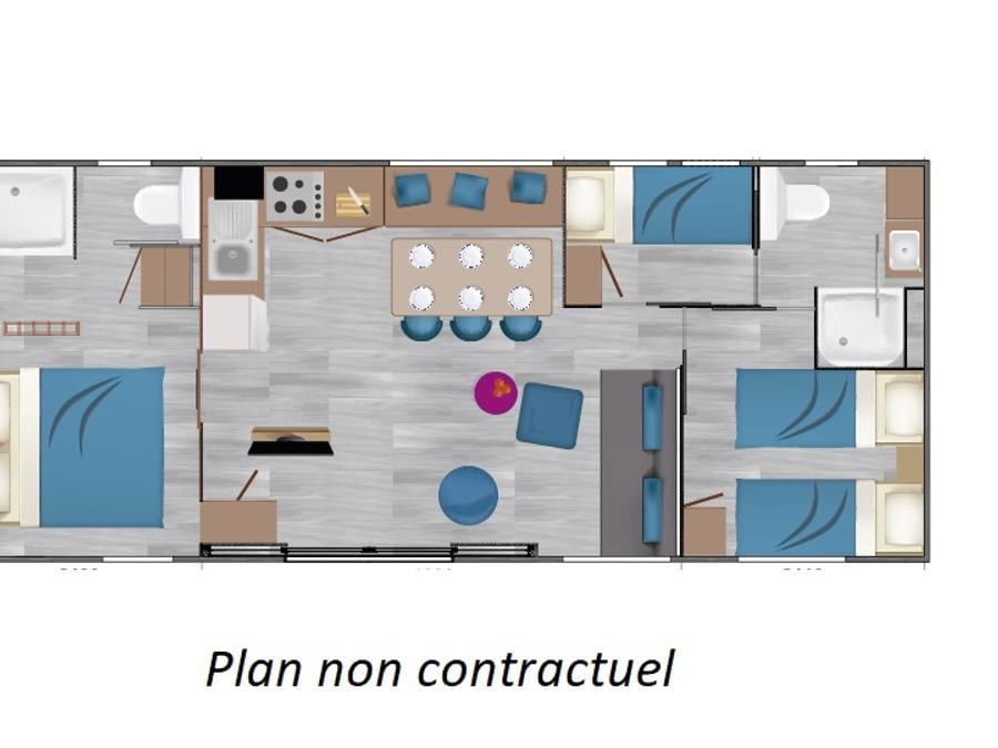 Mobilhome 6 personnes - Mobil-home Taos 40m² (3 chambres 2 SDB) + terrasse au bord de l'étang 8
