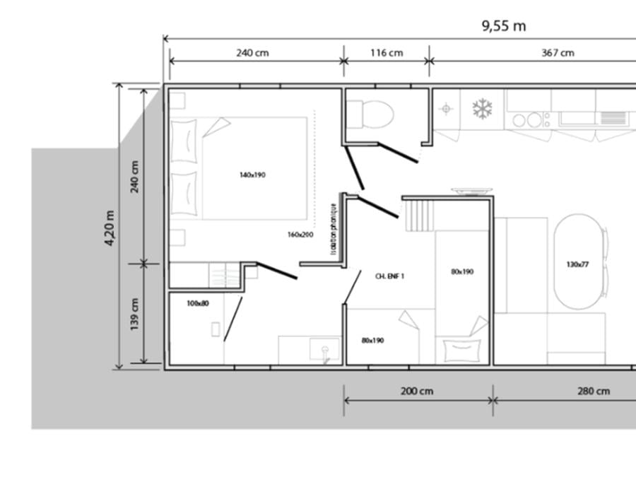 Mobilhome 4 personnes - LA LITTORELLE Parcelle 5- 2 chambres 1