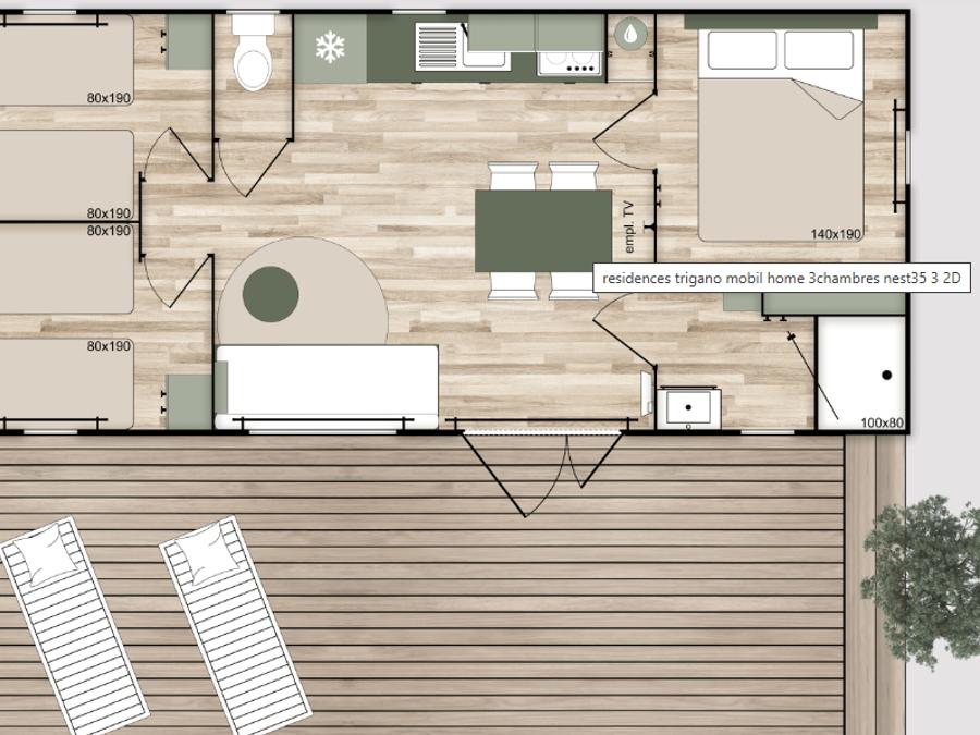 Mobilhome 6 personnes - LE TREFLE D'EAU Parcelle 4- 3 Chambres 9