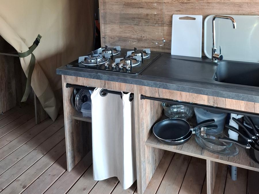 Tente en toile et en bois 5 personnes - LODGE LE CAREX Parcelle 16- 2 chambres 5 couchages 10