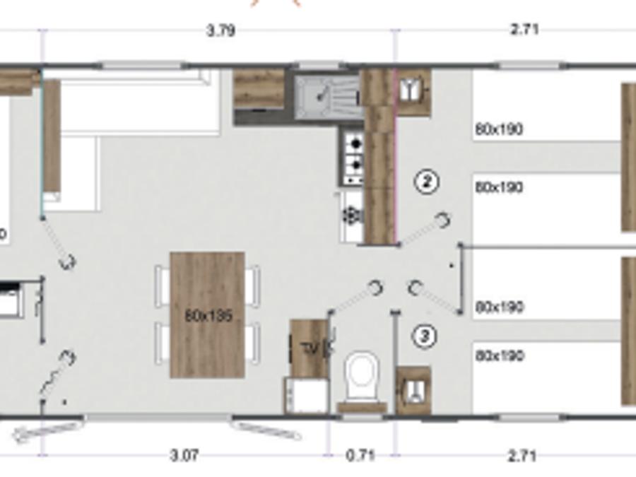 Mobilhome 6 personnes - LE SOUCI DES MARAIS Parcelle 55 - 3 chambres 8