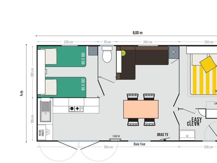 Mobilhome 4 personnes - Confort 2 Chambres 3