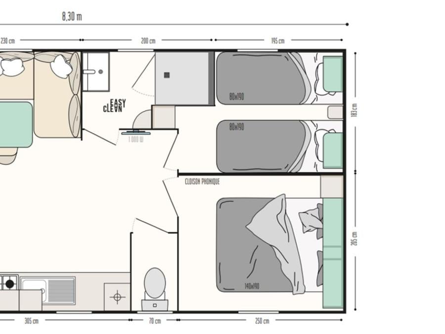 Mobilhome 4 personnes - Confort 2 chambres 3