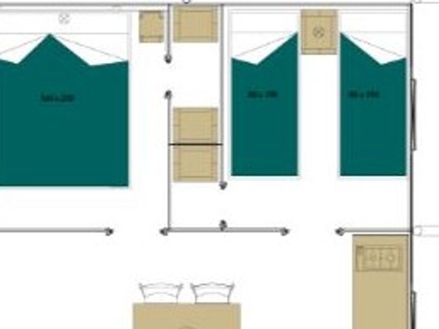 Tente en toile et en bois 5 personnes - Lodge confort 7