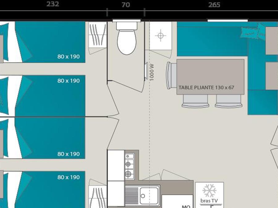 Mobilhome 6 personnes - BAHAMAS CONFORT 34m² - 3 chambres - Terrasse couverte - Lave vaisselle 4