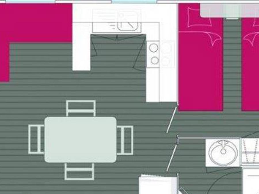 Mobilhome 4 personnes - FLORES 31m² - 2 chambres + terrasse couverte 5