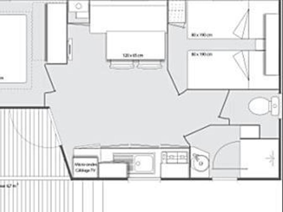 Mobilhome 4 personnes - SAMOA 29m² - 2 chambres - Terrasse semi couverte 5