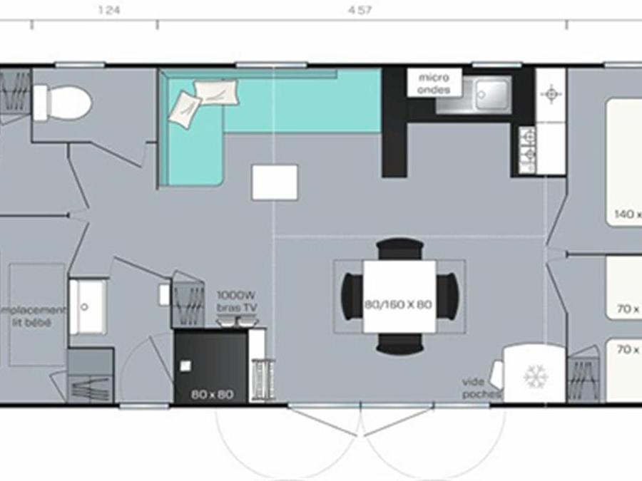Mobilhome 8 personnes - SMALA 38m² - 4 chambres + terrasse couverte 4