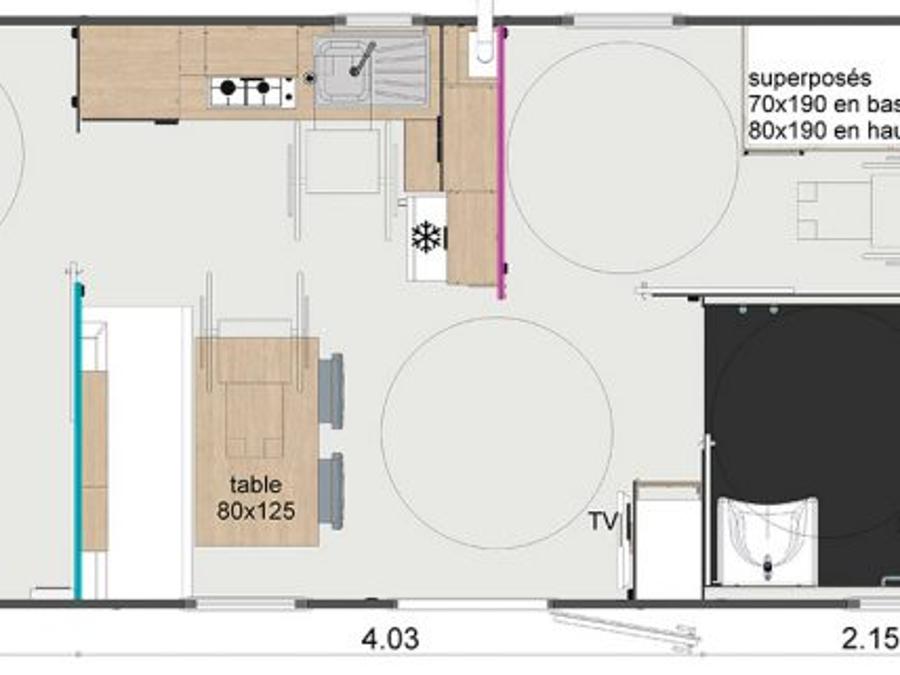 Mobilhome 4 personnes - Confort PMR 2 chambres avec terrasse 7