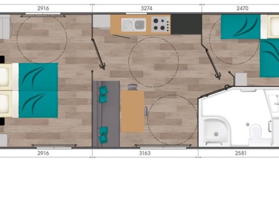Mobilhome 4 personnes - Confort + 2 Chambres 4 Personnes PMR 2