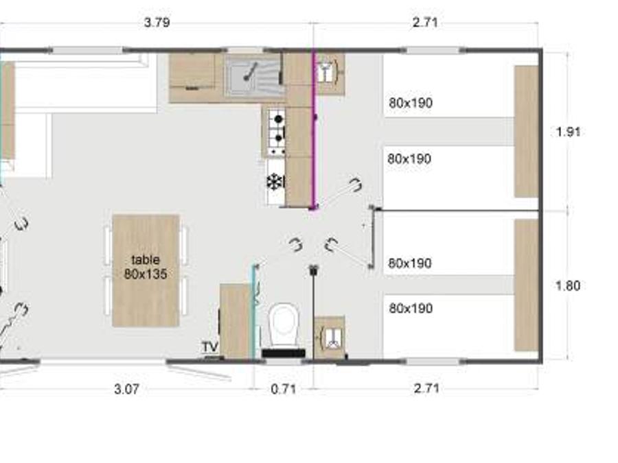 Mobilhome 6 personnes - Macareux PREMIUM 3 chambres 5