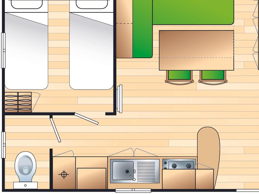 Mobilhome 4 personnes - Mobil home Standard 27m² - 2 chambres - terrasse 4 pers 7