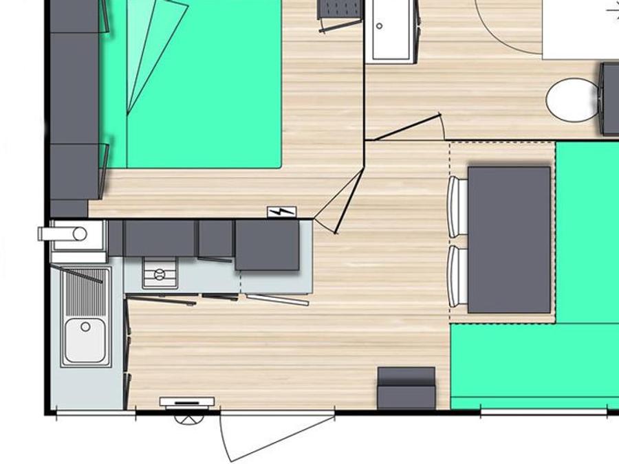 Mobilhome 2 personnes - Mobil home Confort 18m² - terrasse couverte 2 pers 1
