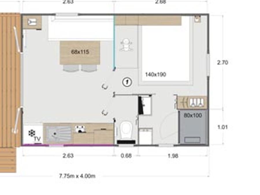 Mobilhome 3 personnes - Mobil Home - 1 chambre 8