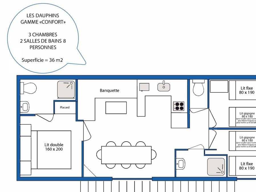 Mobilhome 8 personnes - Location Mobilhome CONFORT - 3 chambres 3