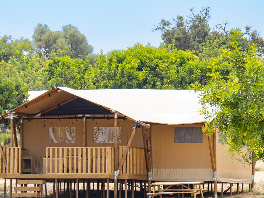 Tente en toile et en bois 5 personnes - SAFARI LODGE - 40m²- 2 chambres 4