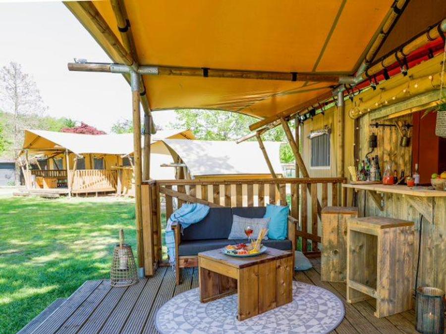 Tente en toile et en bois 5 personnes - SAFARI LODGE - 40m²- 2 chambres 2